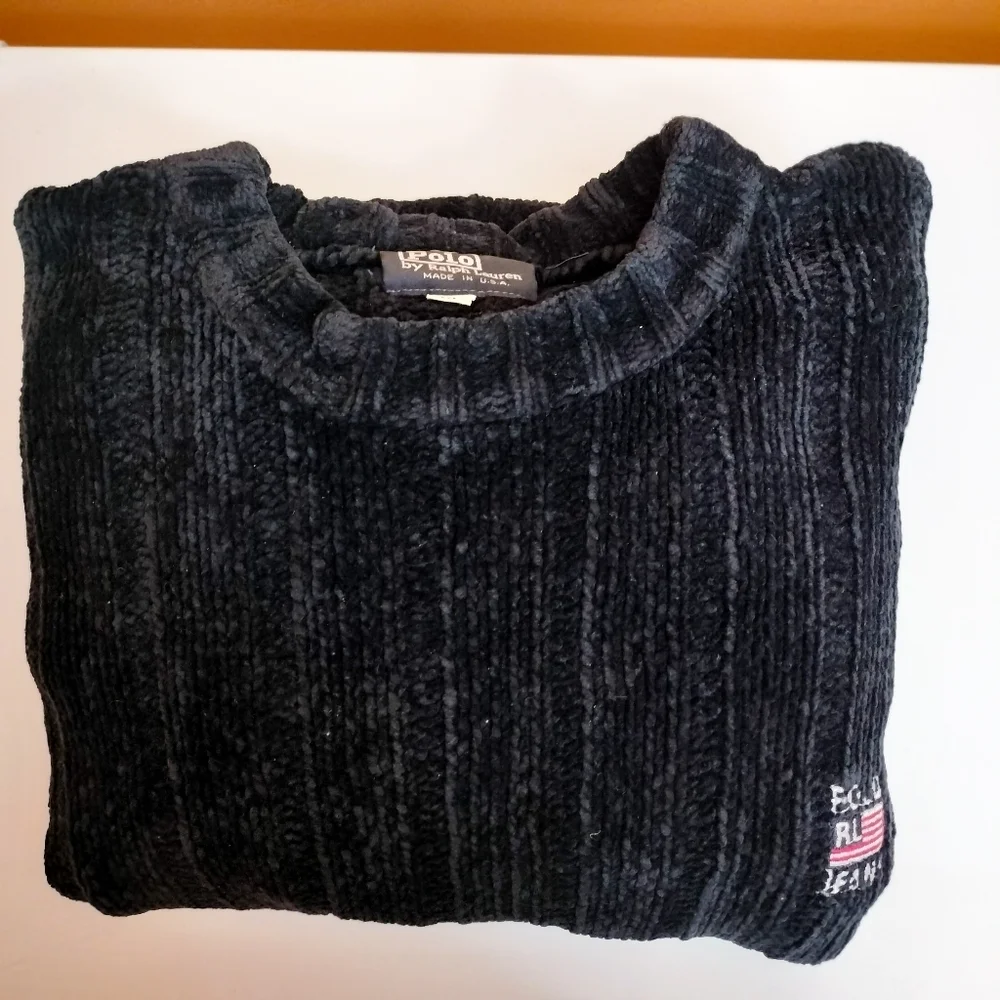Vintage Polo Jeans Ralph Lauren Charcoal Crewneck Sweater Size XL